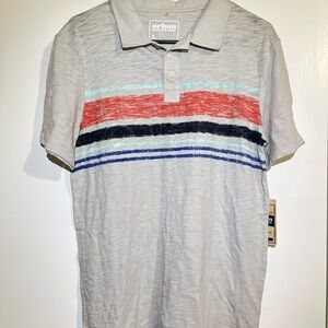 Urban Pipeline Men's Polo Shirt - Gray with Red and Blue Stripes